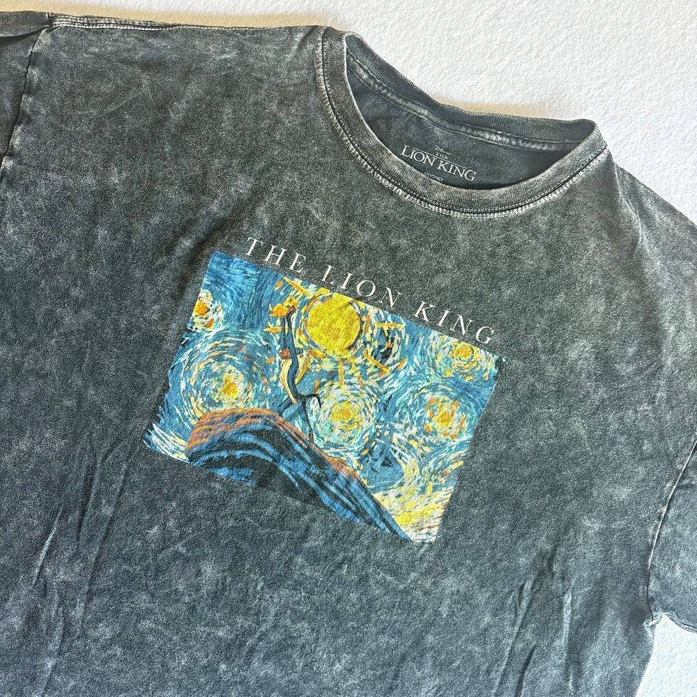 Disney The Lion King Gray Short Sleeve Van Gogh Graphic T-Shirt, Size XL